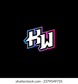 KW monogram logo design with abstract shape concept in vector