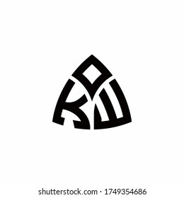 Logo de KW monograma con plantilla de diseño de estilo triangular moderna aislado en fondo blanco