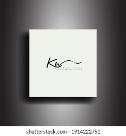 KW Signature style monogram.Calligraphic lettering icon and handwriting vector art.
