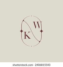 KW wedding classic in elegant monogram with high quality professional design that will print well