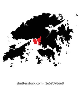 Distrito de Kwai Tsing destacado en el mapa Vector EPS 10 de Hong Kong