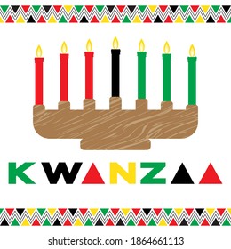 Kwanzaa African American cultures festival. Celebrates African heritage, unity and culture. Vector colored pattern concept, banner design, poster template, clip art, sticker, print on white. 