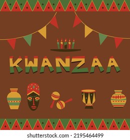 Kwanzaa african celebration flat illustration