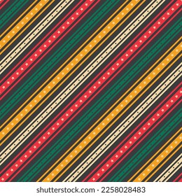 Kwanzaa African Diagonal Stripes and stars vector repeat pattern background