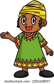 Kwanzaa Afro Girl Cartoon Colored Clipart Stock Vector (royalty Free 