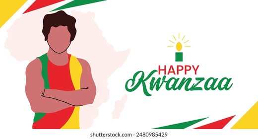 Kwanzaa Banner with African man flat illustration, Happy Kwanzaa, Background