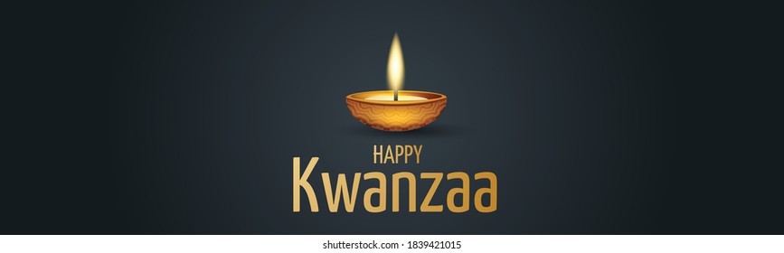 Kwanzaa banner. Traditional african american ethnic holiday design concept with a burning candle. Vector illustration.