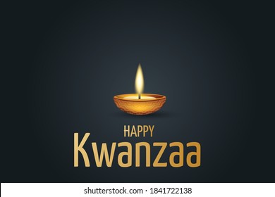 Kwanzaa banner. Traditional african american ethnic holiday design concept with a burning candle. Vector illustration.