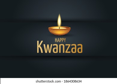 Kwanzaa banner. Traditional african american ethnic holiday design concept with a burning candle. Vector illustration.