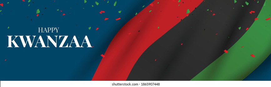 Kwanzaa banner. Traditional african american ethnic holiday design concept. Green, red, and black colors. Vector illustration. 