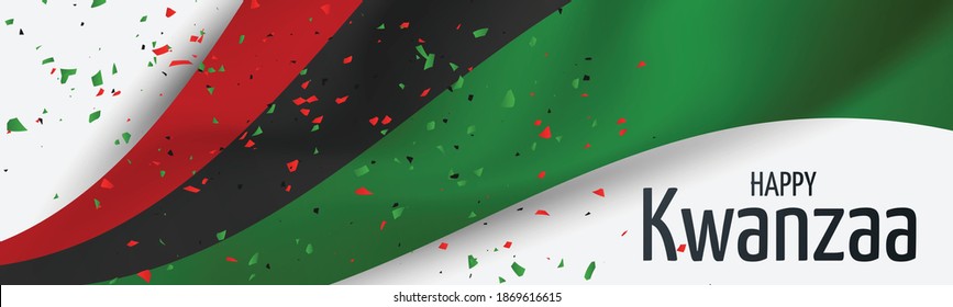 Kwanzaa banner. Traditional african american ethnic holiday design concept. Green, red, and black colors. Vector illustration. 