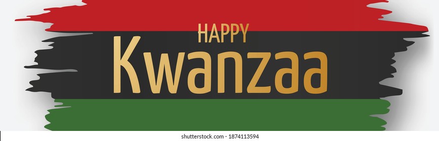 Kwanzaa banner. Traditional african american ethnic holiday design concept. Green, red, and black colors. Golden lettering.