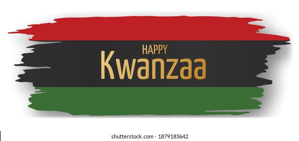 Kwanzaa banner. Traditional african american ethnic holiday design concept. Green, red, and black colors. Golden lettering.