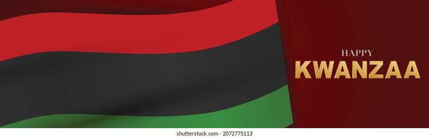 Kwanzaa banner. Traditional african american ethnic holiday design concept. Green, red, and black colors flag. Vector illustration. 