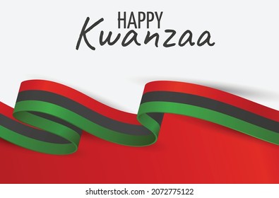 Kwanzaa banner. Traditional african american ethnic holiday design concept. Green, red, and black colors ribbon. Vector illustration. 