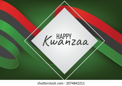 Kwanzaa banner. Traditional african american ethnic holiday design concept. Green, red, and black colors ribbon. Vector illustration. 