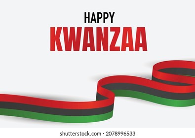 Kwanzaa banner. Traditional african american ethnic holiday design concept. Green, red, and black colors ribbon. Vector illustration. 