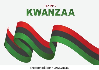 Kwanzaa banner. Traditional african american ethnic holiday design concept. Green, red, and black colors ribbon. Vector illustration. 