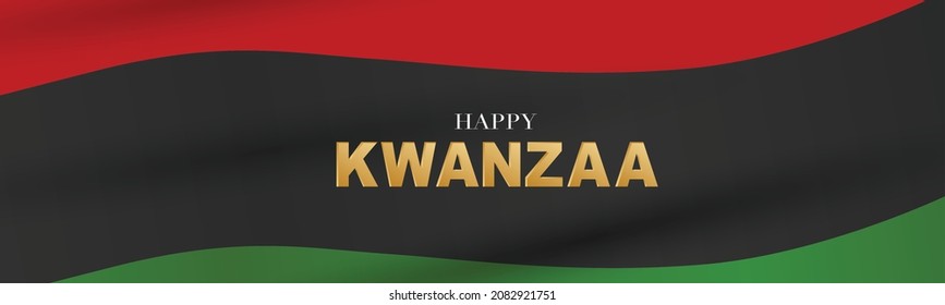 Kwanzaa banner. Traditional african american ethnic holiday design concept. Green, red, and black colors flag. Vector illustration. 