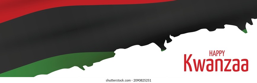 Kwanzaa banner. Traditional african american ethnic holiday design concept. Green, red, and black colors flag. Vector illustration. 