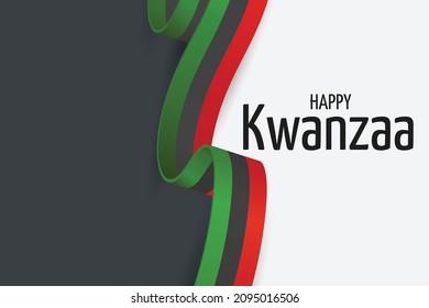 Kwanzaa banner. Traditional african american ethnic holiday design concept. Green, red, and black colors ribbon. Vector illustration. 