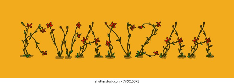 kwanzaa banners with beatifull flower plants illustrations