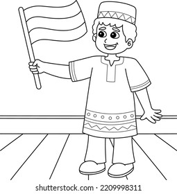 Kwanzaa Boy Holding A Flag Coloring Page 