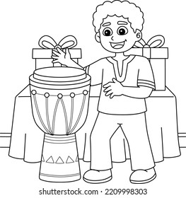 Kwanzaa Boy Playing Djembe Coloring Page 