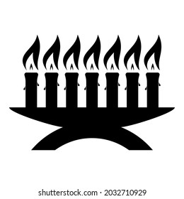 Kwanzaa candles glowing African holiday Seven candle on candlestick American ethnic cultural holiday icon black color vector illustration flat style image