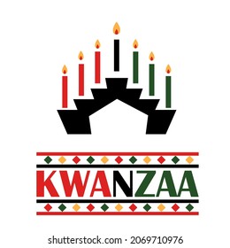 Kwanzaa celebration concept. An illustration of kinara with seven candles. African culture festival, celebrated annually from December 26 to January 1. Banner, poster, brochure, flyer template. 