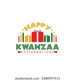 kwanzaa celebration with gifts and candles isolated on white