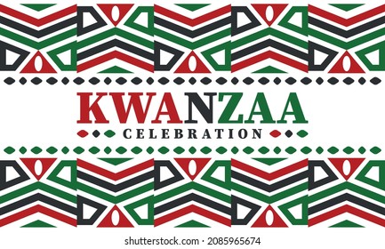 Kwanzaa celebration. Happy African and African-American holiday. Seven days festival, celebrate annual from December to January. Black History. Poster, card, banner and background. Vector illustration