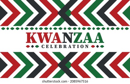 Kwanzaa celebration. Happy African and African-American holiday. Seven days festival, celebrate annual from December to January. Black History. Poster, card, banner and background. Vector illustration