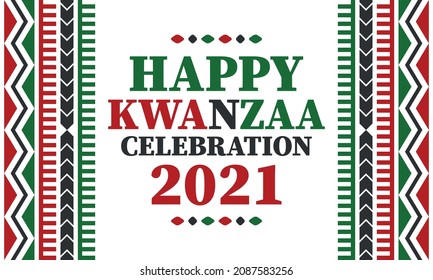 Kwanzaa celebration. Happy African and African-American holiday. Seven days festival, celebrate annual from December to January. Black History. Poster, card, banner and background. Vector illustration