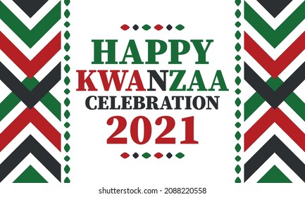 Kwanzaa celebration. Happy African and African-American holiday. Seven days festival, celebrate annual from December to January. Black History. Poster, card, banner and background. Vector illustration