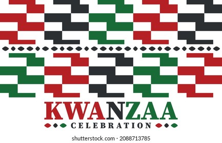 Kwanzaa celebration. Happy African and African-American holiday. Seven days festival, celebrate annual from December to January. Black History. Poster, card, banner and background. Vector illustration