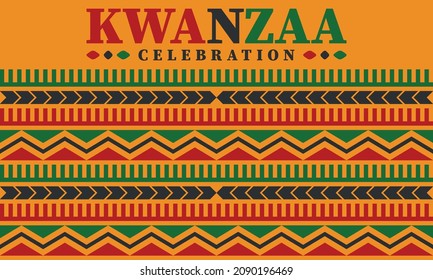 Kwanzaa celebration. Happy African and African-American holiday. Seven days festival, celebrate annual from December to January. Black History. Poster, card, banner and background. Vector illustration