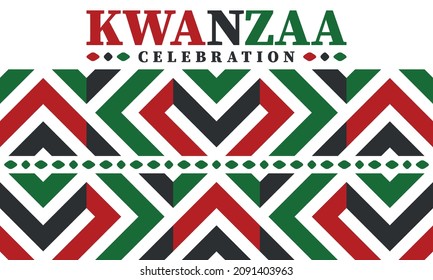 Kwanzaa celebration. Happy African and African-American holiday. Seven days festival, celebrate annual from December to January. Black History. Poster, card, banner and background. Vector illustration