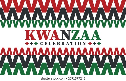 Kwanzaa celebration. Happy African and African-American holiday. Seven days festival, celebrate annual from December to January. Black History. Poster, card, banner and background. Vector illustration