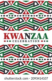 Kwanzaa celebration. Happy African and African-American holiday. Seven days festival, celebrate annual from December to January. Black History. Poster, card, banner and background. Vector illustration