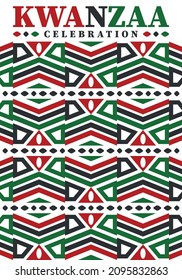 Kwanzaa celebration. Happy African and African-American holiday. Seven days festival, celebrate annual from December to January. Black History. Poster, card, banner and background. Vector illustration