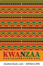 Kwanzaa celebration. Happy African and African-American holiday. Seven days festival, celebrate annual from December to January. Black History. Poster, card, banner and background. Vector illustration