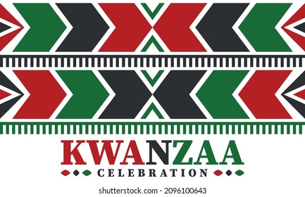 Kwanzaa celebration. Happy African and African-American holiday. Seven days festival, celebrate annual from December to January. Black History. Poster, card, banner and background. Vector illustration
