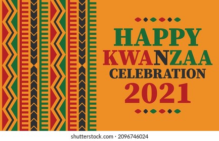 Kwanzaa celebration. Happy African and African-American holiday. Seven days festival, celebrate annual from December to January. Black History. Poster, card, banner and background. Vector illustration