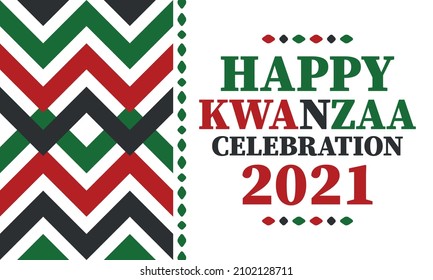 Kwanzaa celebration. Happy African and African-American holiday. Seven days festival, celebrate annual from December to January. Black History. Poster, card, banner and background. Vector illustration