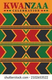 Kwanzaa celebration. Happy African and African-American holiday. Seven days festival, celebrate annual from December to January. Black History. Poster, card, banner and background. Vector illustration