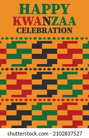 Kwanzaa celebration. Happy African and African-American holiday. Seven days festival, celebrate annual from December to January. Black History. Poster, card, banner and background. Vector illustration