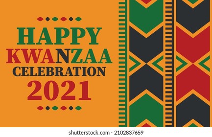 Kwanzaa celebration. Happy African and African-American holiday. Seven days festival, celebrate annual from December to January. Black History. Poster, card, banner and background. Vector illustration