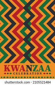 Kwanzaa celebration. Happy African and African-American holiday. Seven days festival, celebrate annual from December to January. Black History. Poster, card, banner and background. Vector illustration