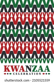 Kwanzaa celebration. Happy African and African-American holiday. Seven days festival, celebrate annual from December to January. Black History. Poster, card, banner and background. Vector illustration